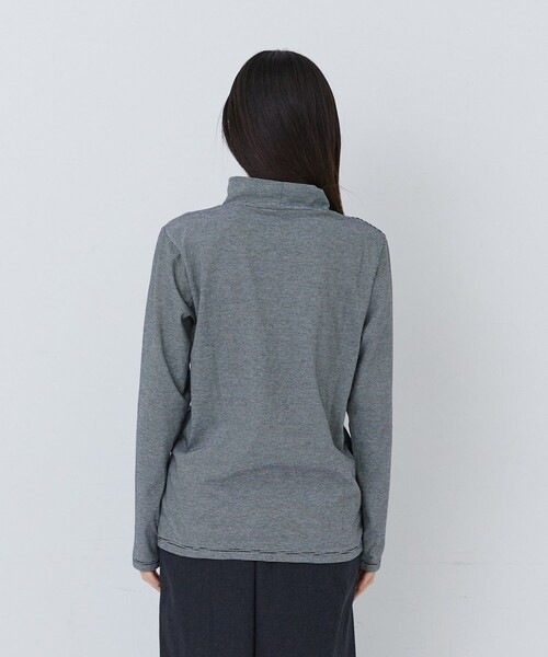 conges payes ADIEU TRISTESSE(コンジェ ペイエ アデュートリステス)の「ハイネックベア天竺(Tシャツ/カットソー・レディース・ブラック/オフホワイト/ストライプ/ライトグレー/ピンク・FREE)」の9枚目の写真