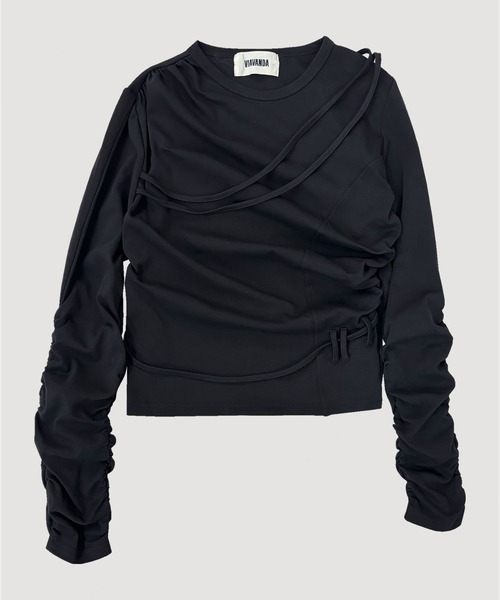 VIAVANDA（ヴィアヴァンダ）の「STRINGS LONG SLEEVE（Tシャツ/カットソー・レディース・ブラック/ホワイト・FREE）」の11枚目の写真