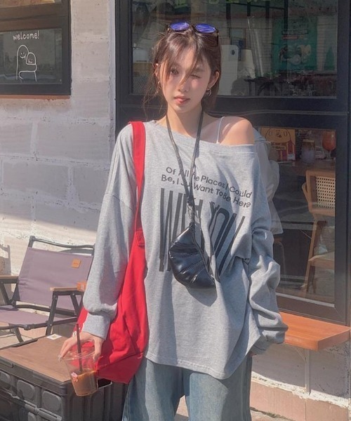 LETee(レティー)の「WITHYOU&94プリントカットソー(Tシャツ/カットソー・レディース・グレー/レッド・FREE)」の19枚目の写真