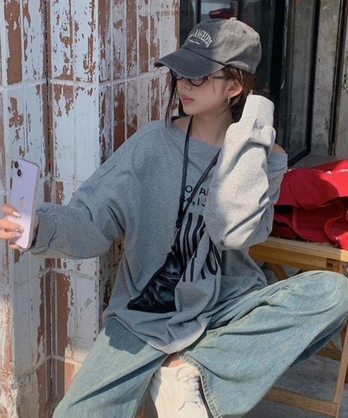 LETee(レティー)の「WITHYOU&94プリントカットソー(Tシャツ/カットソー・レディース・グレー/レッド・FREE)」の22枚目の写真