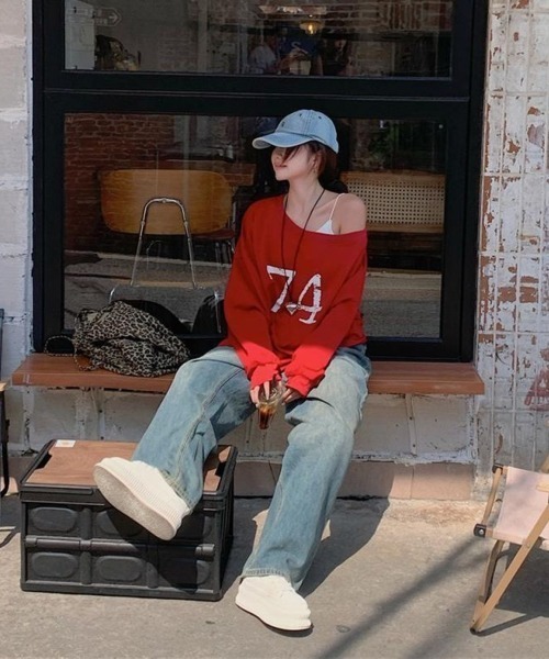 LETee(レティー)の「WITHYOU&94プリントカットソー(Tシャツ/カットソー・レディース・グレー/レッド・FREE)」の10枚目の写真