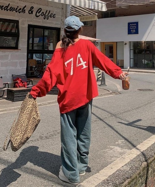 LETee(レティー)の「WITHYOU&94プリントカットソー(Tシャツ/カットソー・レディース・グレー/レッド・FREE)」の11枚目の写真