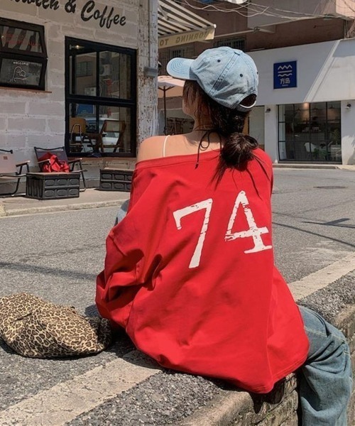 LETee(レティー)の「WITHYOU&94プリントカットソー(Tシャツ/カットソー・レディース・グレー/レッド・FREE)」の12枚目の写真