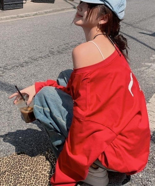 LETee(レティー)の「WITHYOU&94プリントカットソー(Tシャツ/カットソー・レディース・グレー/レッド・FREE)」の13枚目の写真