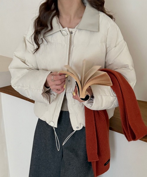 aimoha(アイモハ)の「異素材カラーショートダウン (AW)(ダウンジャケット/コート・レディース・ピンク/ブラック/ホワイト・FREE)」の2枚目の写真
