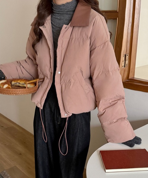 aimoha(アイモハ)の「異素材カラーショートダウン (AW)(ダウンジャケット/コート・レディース・ピンク/ブラック/ホワイト・FREE)」の6枚目の写真