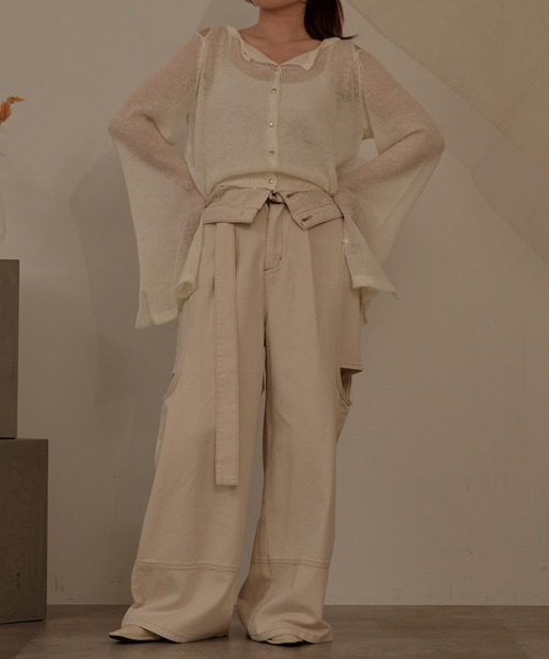 mideal（マイディール）の「2way sleeve sheer knit cardigan / 2wayスリーブシアーニットカーディガン（カーディガン/ボレロ・レディース・ボルドー/アイボリー・FREE）」の17枚目の写真