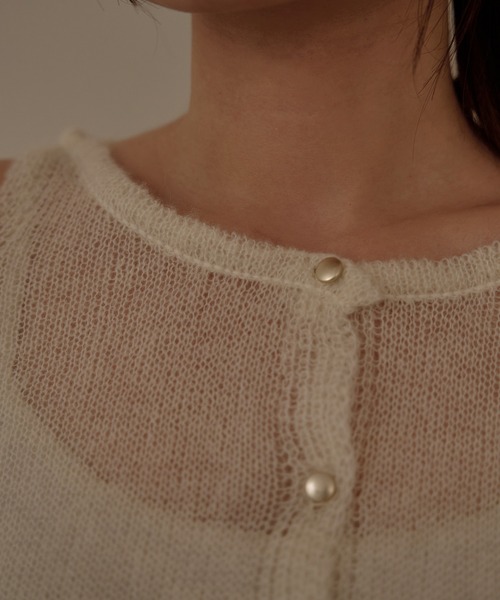 mideal（マイディール）の「2way sleeve sheer knit cardigan / 2wayスリーブシアーニットカーディガン（カーディガン/ボレロ・レディース・ボルドー/アイボリー・FREE）」の20枚目の写真