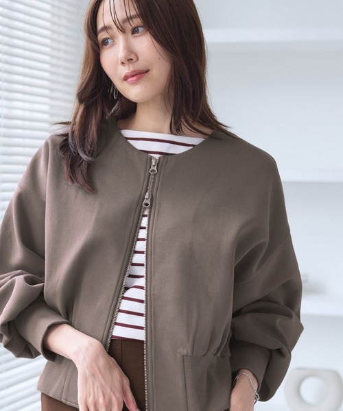 ROPE' PICNIC（ロペピクニック）の「W-ZIPドルマンカットカーディガン（カーディガン/ボレロ・レディース・ベージュ系その他/ブラウン/ブラック・M/S）」の3枚目の写真