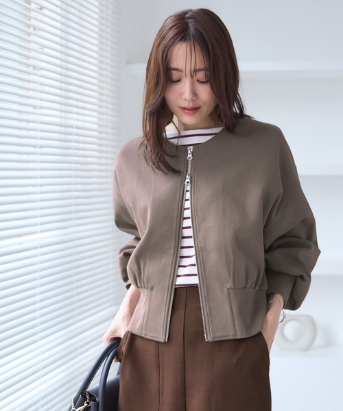 ROPE' PICNIC（ロペピクニック）の「W-ZIPドルマンカットカーディガン（カーディガン/ボレロ・レディース・ベージュ系その他/ブラウン/ブラック・M/S）」の13枚目の写真