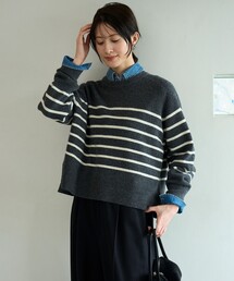 カシミヤブレンド クルーネックニット