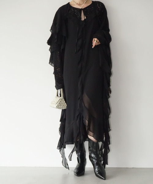 chuclla(チュクラ)の「フリルシアーワンピース chw25a070(ワンピース・レディース・ブラック・S/M)」の21枚目の写真