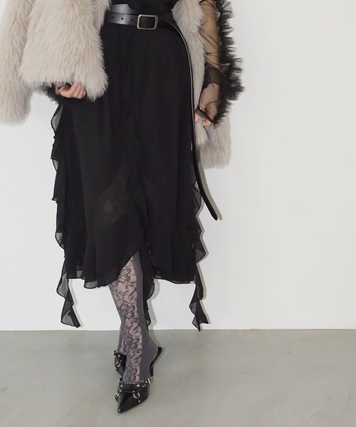 chuclla(チュクラ)の「フリルシアーワンピース chw25a070(ワンピース・レディース・ブラック・S/M)」の3枚目の写真