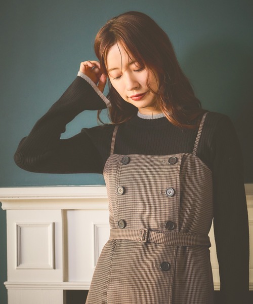 mysty woman（ミスティウーマン）の「【WEB限定】ハイゲージ配色ニット　602806（ニット/セーター・レディース・ライトグレー/ブラック/ネイビー/ブラウン/オフホワイト/カーキ/ホワイト系その他・FREE）」の4枚目の写真