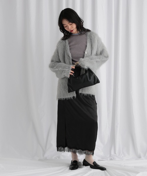 mysty woman（ミスティウーマン）の「【WEB限定】ハイゲージ配色ニット　602806（ニット/セーター・レディース・ライトグレー/ブラック/ネイビー/ブラウン/オフホワイト/カーキ/ホワイト系その他・FREE）」の8枚目の写真