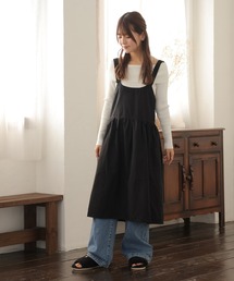 ALTROSE(アルトローズ)のエプロン フレア ギャザー ワンピース風 リサイクルコットン(エプロン)