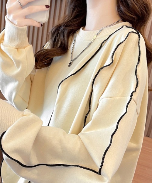 cammie(キャミー)の「ステッチデザインプルオーバー(スウェット・レディース・グレー/ブラック/ベージュ・L/M)」の8枚目の写真