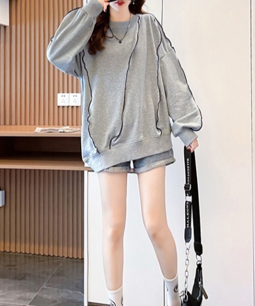 cammie(キャミー)の「ステッチデザインプルオーバー(スウェット・レディース・グレー/ブラック/ベージュ・L/M)」の11枚目の写真