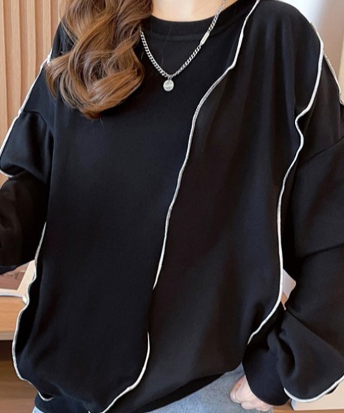 cammie(キャミー)の「ステッチデザインプルオーバー(スウェット・レディース・グレー/ブラック/ベージュ・L/M)」の16枚目の写真