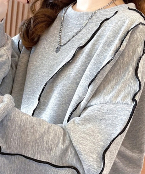 cammie(キャミー)の「ステッチデザインプルオーバー(スウェット・レディース・グレー/ブラック/ベージュ・L/M)」の10枚目の写真