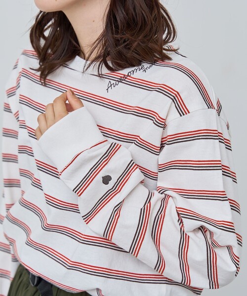 coen(コーエン)の「【再入荷/新色追加】ハートモチーフアソートロンT(WEB限定カラーあり)(Tシャツ/カットソー・レディース・その他1/ダークグレー/その他2/オフホワイト/その他3/その他4/レッド/その他5/その他6/その他7・M/L)」の4枚目の写真
