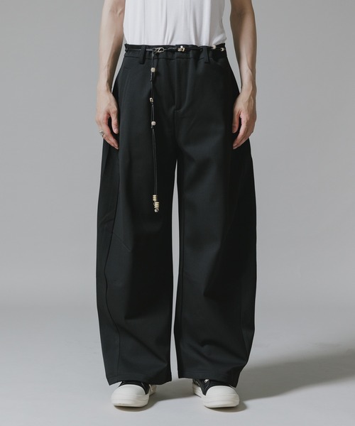 Theater code（シアターコード）の「【26SS再入荷】Beaded Rope Belt Tapered Pants with Slacks Style / ビーズロープベルト付き スラックス風テーパードパンツ（スラックス・メンズ・ブラック/グレー・M/L）」の6枚目の写真