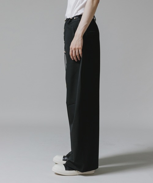 Theater code（シアターコード）の「【26SS再入荷】Beaded Rope Belt Tapered Pants with Slacks Style / ビーズロープベルト付き スラックス風テーパードパンツ（スラックス・メンズ・ブラック/グレー・M/L）」の11枚目の写真