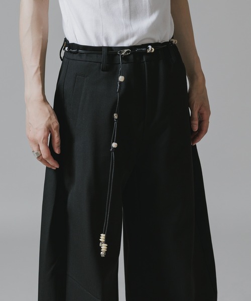 Theater code（シアターコード）の「【26SS再入荷】Beaded Rope Belt Tapered Pants with Slacks Style / ビーズロープベルト付き スラックス風テーパードパンツ（スラックス・メンズ・ブラック/グレー・M/L）」の7枚目の写真
