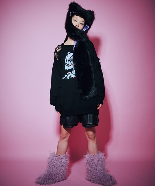 ANNA SUI NYC（アナ スイ エヌ ワイ シー）の「TERAキャットファーマフラー（マフラー・レディース・ブラック・FREE）」の2枚目の写真