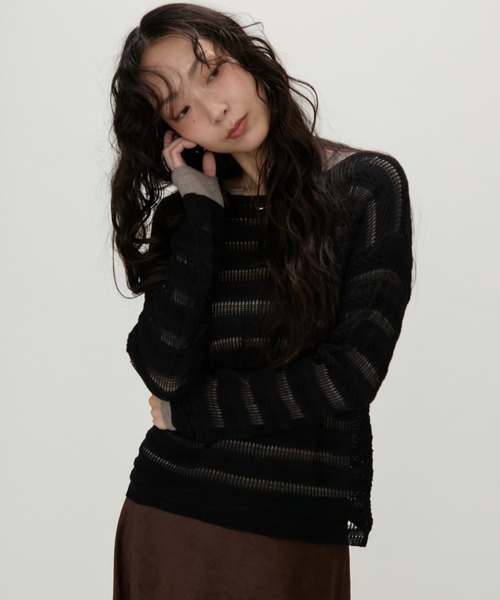 セール】Airy Wave Knit Top / エアリーウェーブニットトップ（ニット