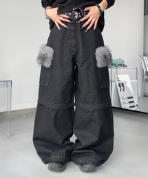 MandO（Auntie Rosa） | 4WAYファーヴィンテージデニムデタッチャブルパンツ/ハーフパンツ変更可(デニムパンツ)