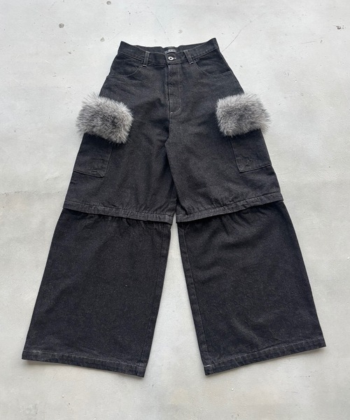 MandO(Auntie Rosa)(エムオー)の「4WAYファーヴィンテージデニムデタッチャブルパンツ/ハーフパンツ変更可(デニムパンツ・メンズ・ブラック/ダークブラック・MEDIUM/SMALL/LARGE)」の10枚目の写真