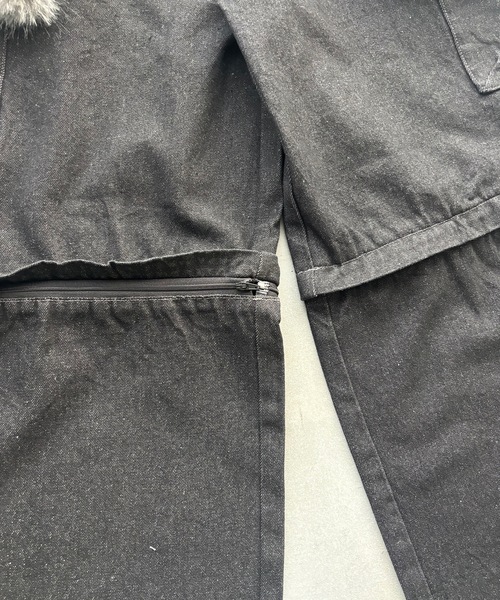 MandO(Auntie Rosa)(エムオー)の「4WAYファーヴィンテージデニムデタッチャブルパンツ/ハーフパンツ変更可(デニムパンツ・メンズ・ブラック/ダークブラック・MEDIUM/SMALL/LARGE)」の8枚目の写真