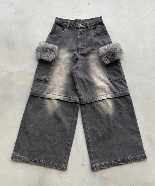 MandO(Auntie Rosa)(エムオー)の「4WAYファーヴィンテージデニムデタッチャブルパンツ/ハーフパンツ変更可(デニムパンツ・メンズ・ブラック/ダークブラック・MEDIUM/SMALL/LARGE)」の22枚目の写真