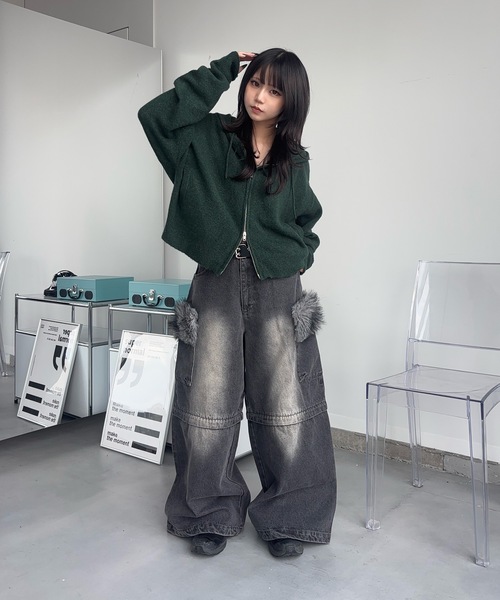 MandO(Auntie Rosa)(エムオー)の「4WAYファーヴィンテージデニムデタッチャブルパンツ/ハーフパンツ変更可(デニムパンツ・メンズ・ブラック/ダークブラック・MEDIUM/SMALL/LARGE)」の5枚目の写真