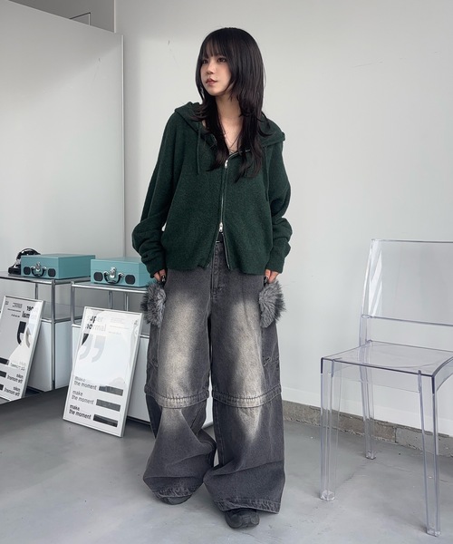 MandO(Auntie Rosa)(エムオー)の「4WAYファーヴィンテージデニムデタッチャブルパンツ/ハーフパンツ変更可(デニムパンツ・メンズ・ブラック/ダークブラック・MEDIUM/SMALL/LARGE)」の3枚目の写真