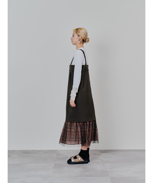 DOLLUPOOPS（ドールアップウップス）の「ヘムチェックサスペンダー付スカート（スカート・レディース・ブラウン/アイボリー・38）」の8枚目の写真