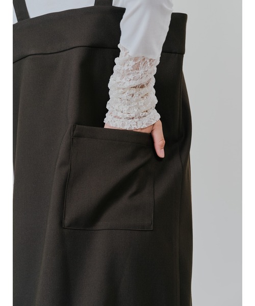 DOLLUPOOPS（ドールアップウップス）の「ヘムチェックサスペンダー付スカート（スカート・レディース・ブラウン/アイボリー・38）」の4枚目の写真