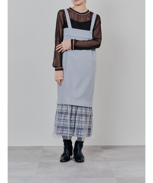 DOLLUPOOPS（ドールアップウップス）の「ヘムチェックサスペンダー付スカート（スカート・レディース・ブラウン/アイボリー・38）」の10枚目の写真