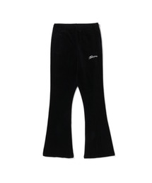 WASHED MULTI LOGO RHINESTONE VELOUR BOOTCUT FIT PANTS