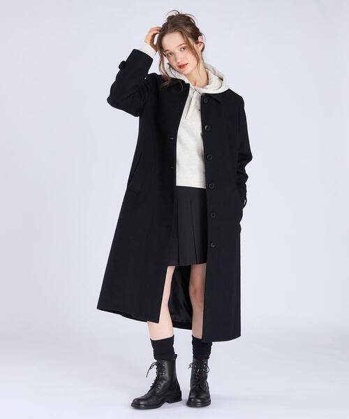 To b. by agnes b.（トゥービーバイアニエスベー）の「ラムウールロングコート（ステンカラーコート・レディース・ブラック・38/40/36）」の5枚目の写真