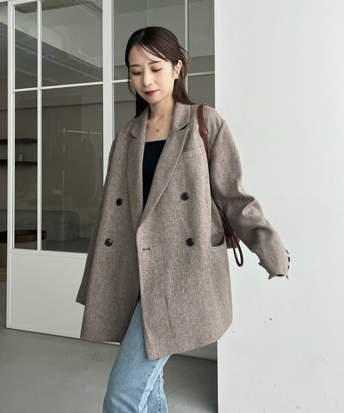 CAPRICIEUX LE'MAGE（カプリシューレマージュ）の「【CAPRICIEUX LE'MAGE×nanacoコラボ】ツイードジャケット（テーラードジャケット・レディース・グレイッシュベージュ/ベージュ・FREE）」の14枚目の写真