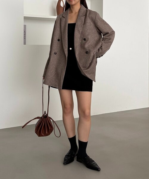 カプリッシュレマージュ ツイードジャケット グレージュ フリーサイズ