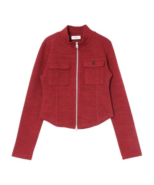 EVRIS（エヴリス）の「ワンポイントフロントジップポケットリブトップス（Tシャツ/カットソー・レディース・ブラック/グレー/レッド・FREE）」の16枚目の写真