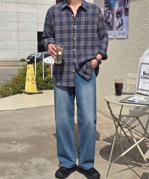 NOWLE（ノウル）の「【NOWLE】シアサッカー マルチチェック カジュアルシャツ（シャツ/ブラウス・メンズ・ネイビー/グリーン・MEDIUM/LARGE/X-LARGE）」の14枚目の写真