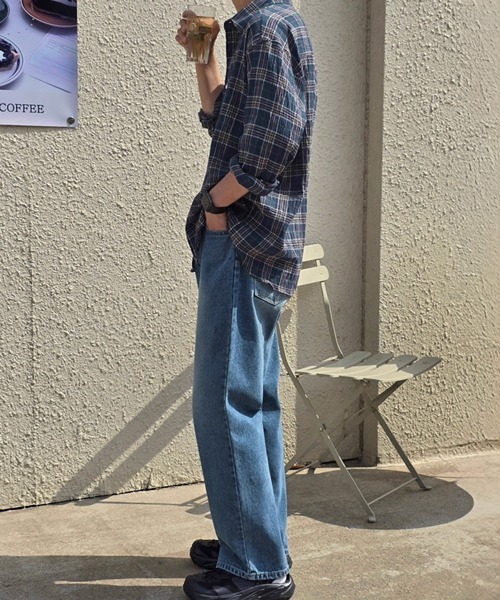 NOWLE（ノウル）の「【NOWLE】シアサッカー マルチチェック カジュアルシャツ（シャツ/ブラウス・メンズ・ネイビー/グリーン・MEDIUM/LARGE/X-LARGE）」の16枚目の写真