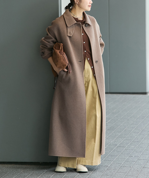 JOURNAL STANDARD(ジャーナルスタンダード)の「ヤクウールリバーバルカラーコート(ステンカラーコート・レディース・ブラウン/ネイビー・36/38)」の2枚目の写真