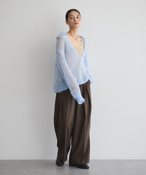 GARAGE OF GOOD CLOTHING（ガレージオブグッドクロージング）の「モヘア混襟付きシアープルオーバー（ニット/セーター・レディース・グレー/サックスブルー/カーキ/アイボリー・FREE）」の14枚目の写真