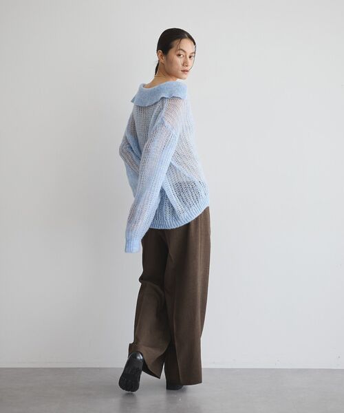 GARAGE OF GOOD CLOTHING（ガレージオブグッドクロージング）の「モヘア混襟付きシアープルオーバー（ニット/セーター・レディース・グレー/サックスブルー/カーキ/アイボリー・FREE）」の15枚目の写真
