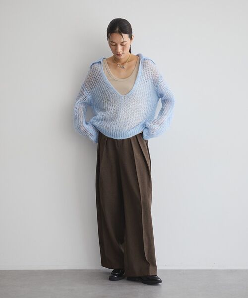 GARAGE OF GOOD CLOTHING（ガレージオブグッドクロージング）の「モヘア混襟付きシアープルオーバー（ニット/セーター・レディース・グレー/サックスブルー/カーキ/アイボリー・FREE）」の17枚目の写真